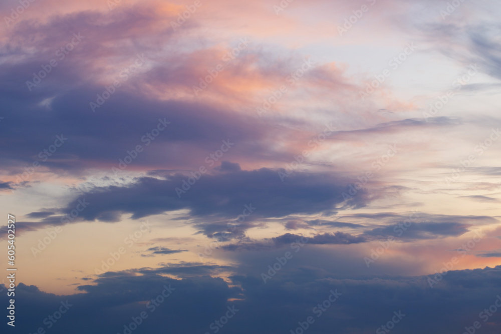 beautiful sky with clouds  at sunset