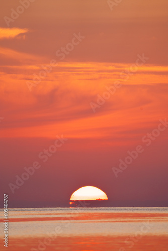 Red sunset at the beach