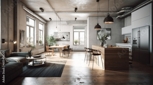 Spacious Apartments with Nordic Design: Modern and Minimalistic Living Spaces. AI generated