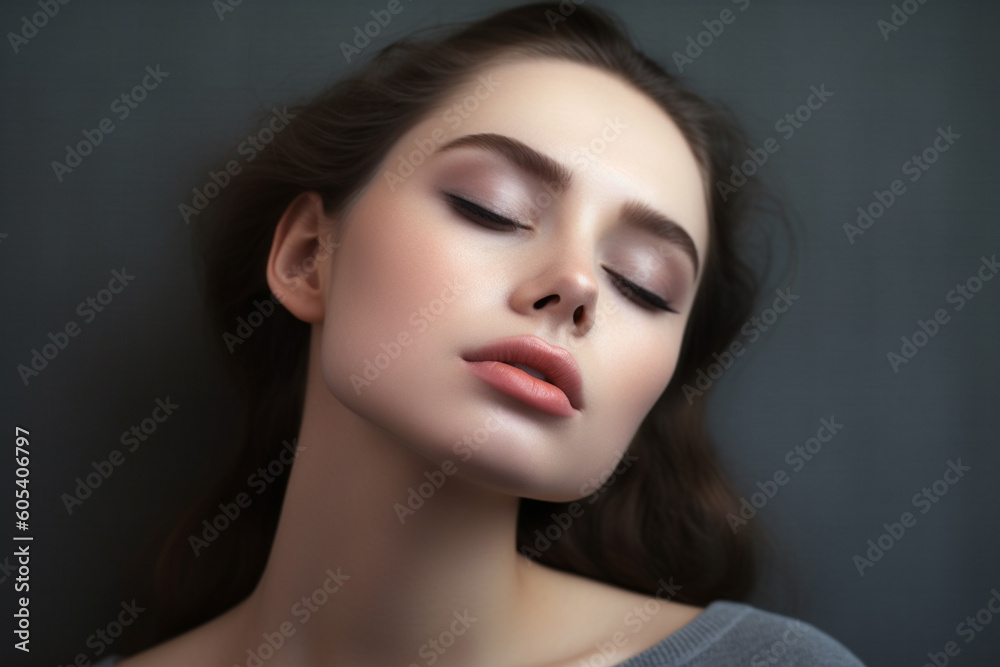 a beautiful face of a young woman healthy skin in skin care concept with Generative AI a beautiful face of a young woman healthy skin in skin care concept with Generative AI