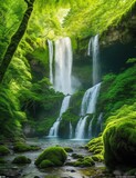 Majestic Waterfall in a Lush Forest