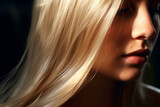 a beautiful blonde hair with straight long streaks in the style of smooth and polished with Generative AI