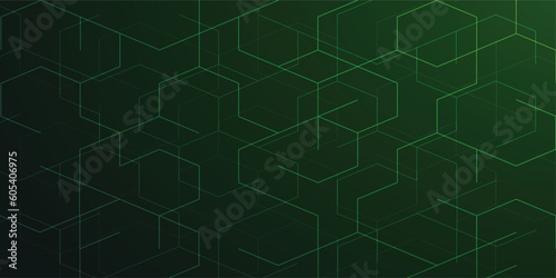 Black and green background and hexagon line
