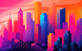 Colored skyscrapers with unique, eye-catching designs that make the cityscape. Generative AI