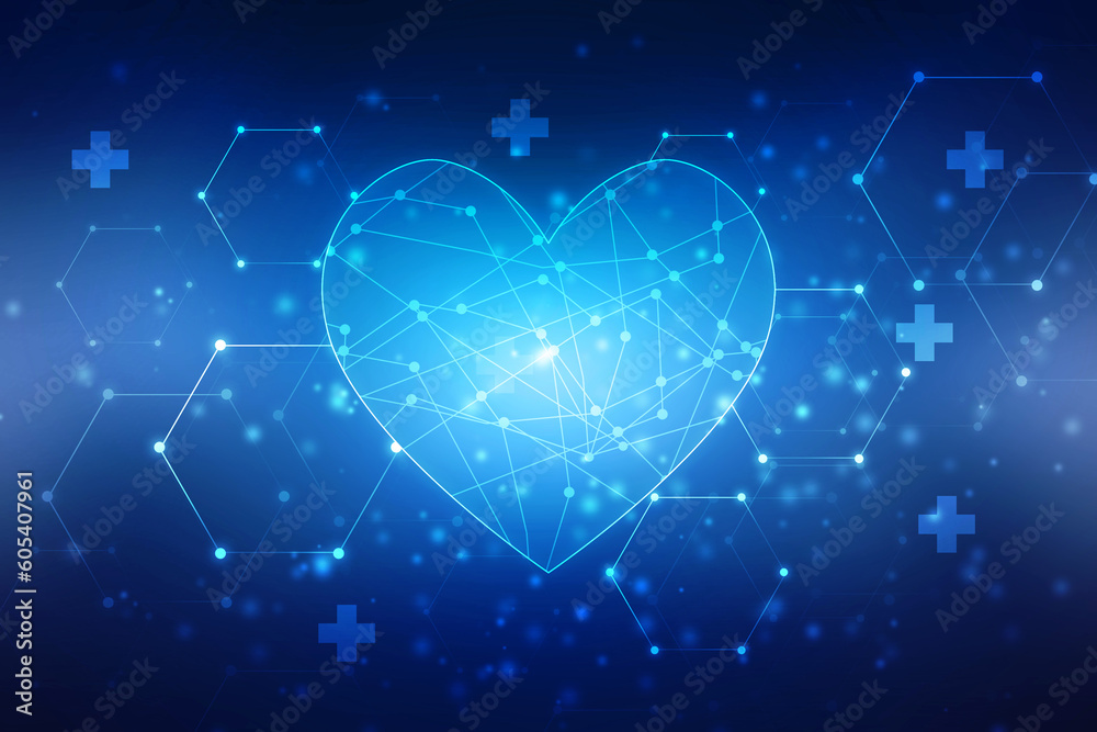 Fototapeta premium 2d illustration love heart background 