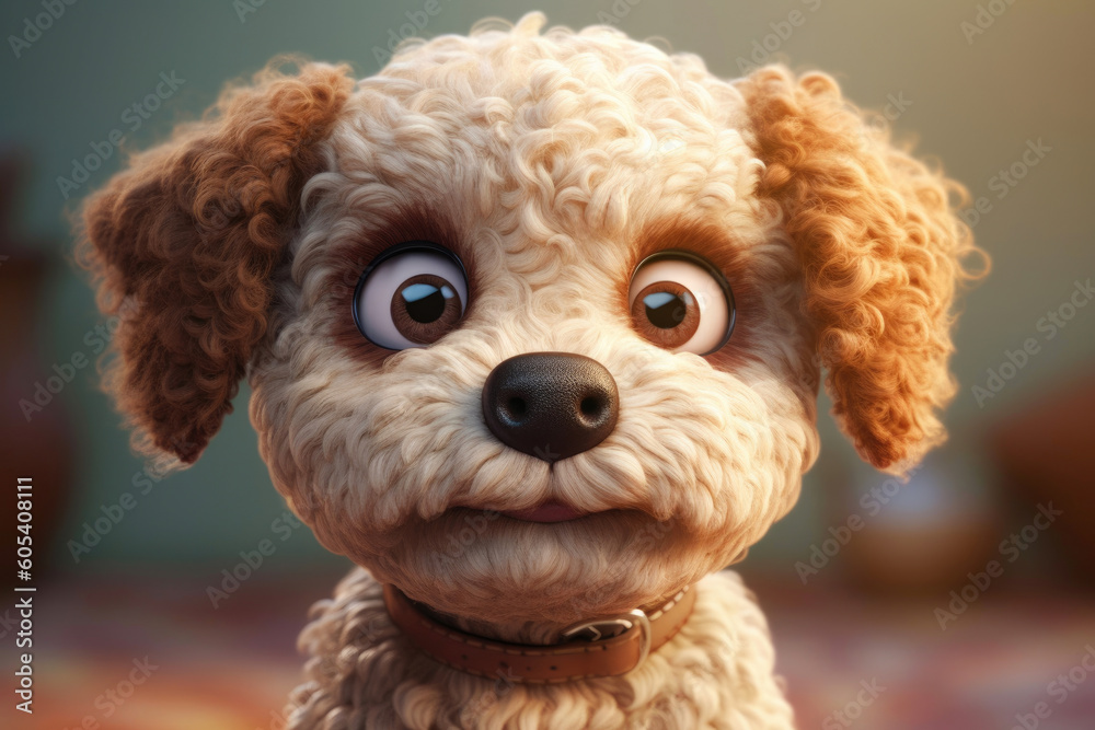 Super Adorable little beige puppy rendered by cartoon, sweet smile. Generative AI Super Adorable little beige puppy rendered by cartoon, sweet smile. Generative AI
