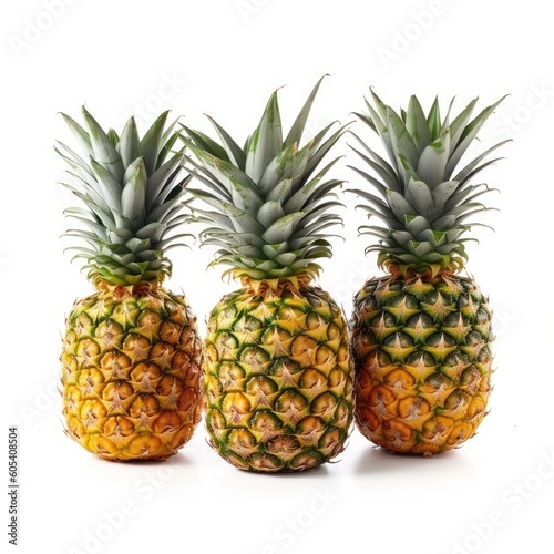Pineapples isolated on white background (generative AI)