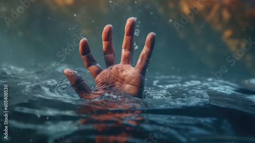 A hand seeking help in the water, desperate to continue. (Generative AI)