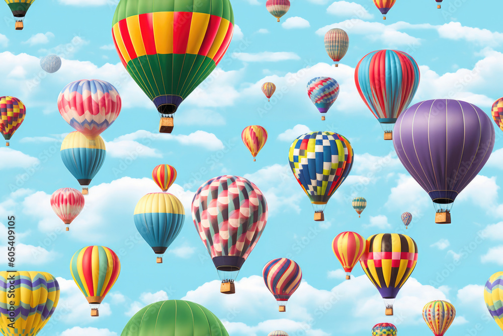 Obraz premium Colorful Hot air balloons floating in the sky. Generative AI