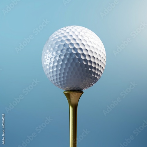 Golf ball, on a tee from a low angle, sport, Ai generative