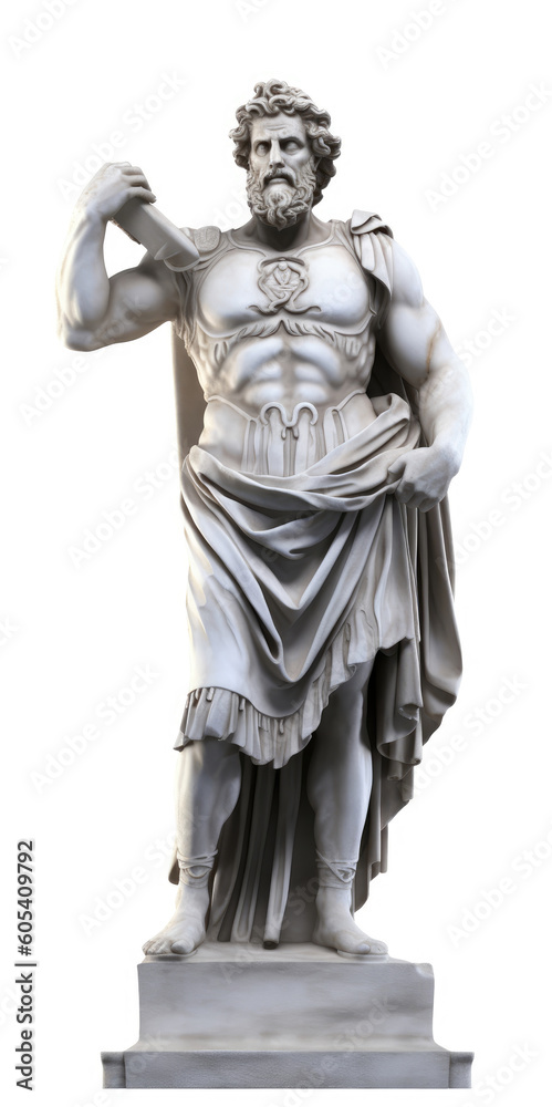 Greek marble god statue isolated on a white background, AI generated