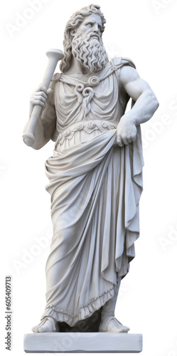 Greek marble god statue isolated on a white background, AI generated