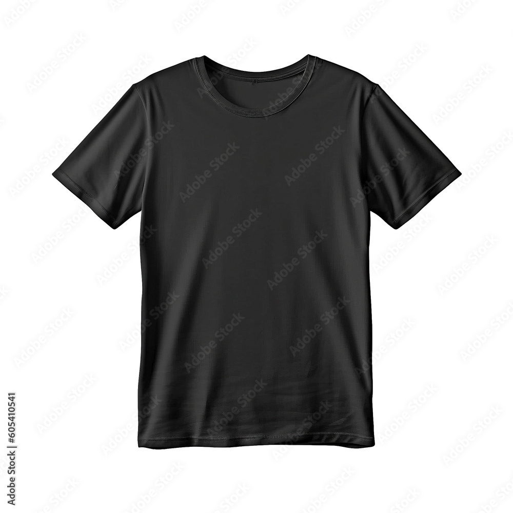 Black T shirt mockup on transparent background, created with generative AI Black T shirt mockup on transparent background, created with generative AI