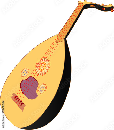 musical instrument applied art of middle asia with ornamental pattern 