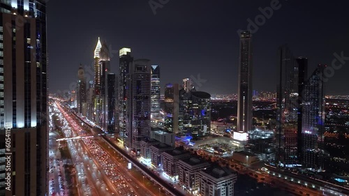 Wallpaper Mural Lights at night above skyscrapers in the downtown area on Sheikh Zayed Road Torontodigital.ca