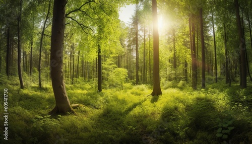 sun rays in the forest