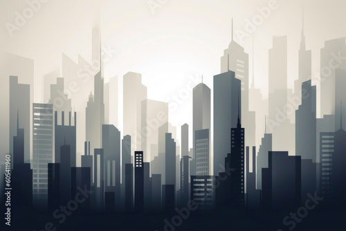 Modern metropolis  with gleaming skyscrapers soaring. Generative AI
