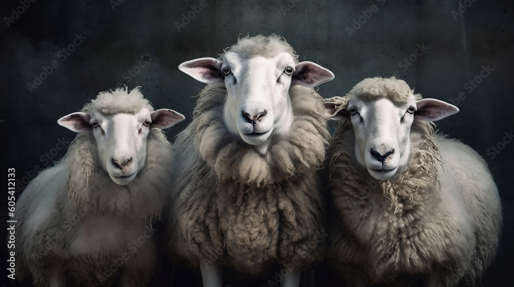 herd of sheep. Sheep with a solid background. eid ul adha post. eid al adha banner. three sheeps. Generative AI herd of sheep. Sheep with a solid background. eid ul adha post. eid al adha banner. three sheeps. Generative AI