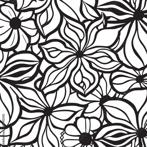 flower design black and white 