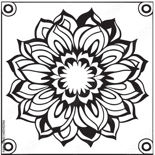 flower design black and white 