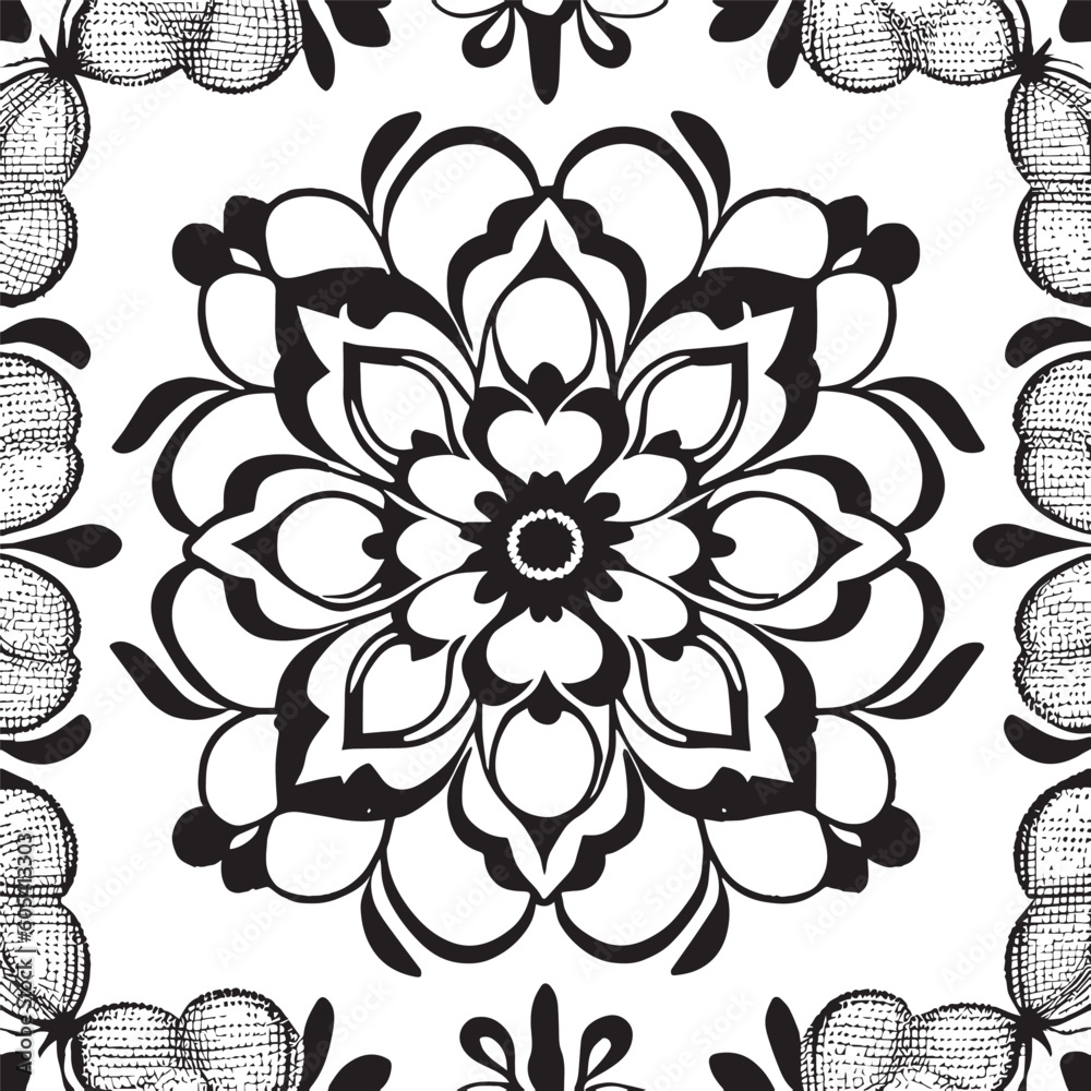 Fototapeta premium flower design black and white