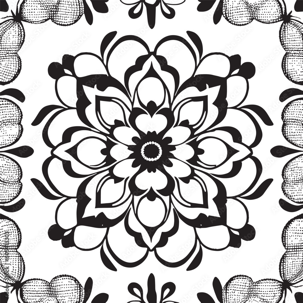 flower design black and white
