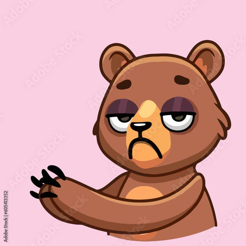Cute baby teddy bear apologizing  cartoon bear face  vector illustration