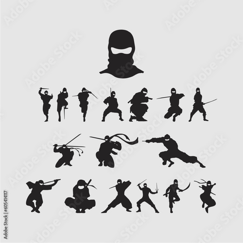 set of ninja vector illustration