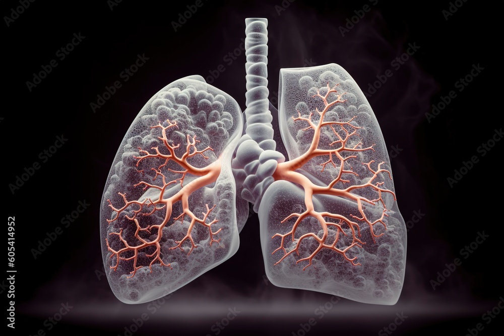 Human Lungs with smoke, Lung disease from smoking, pm 2.5 and air