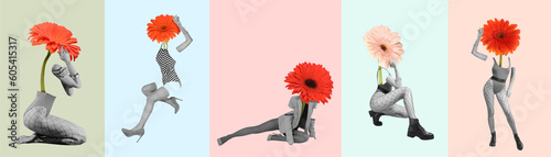 Set of fashionable women wi...