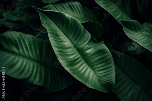 abstract green leaf texture, nature background, tropical leaf , generate ai
