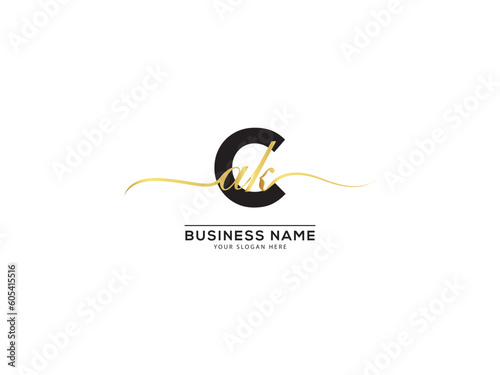 Feminine signature CAK ack logo letter vector with white background