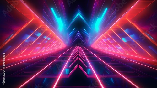 Ethereal Digital Technilogy Neon Triangle Beams of Light