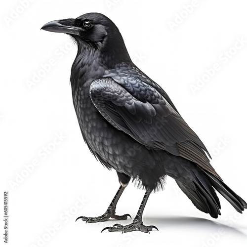 Crow isolated on white background, generate ai