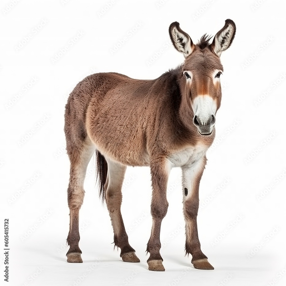 Donkey isolated on white background, generate ai