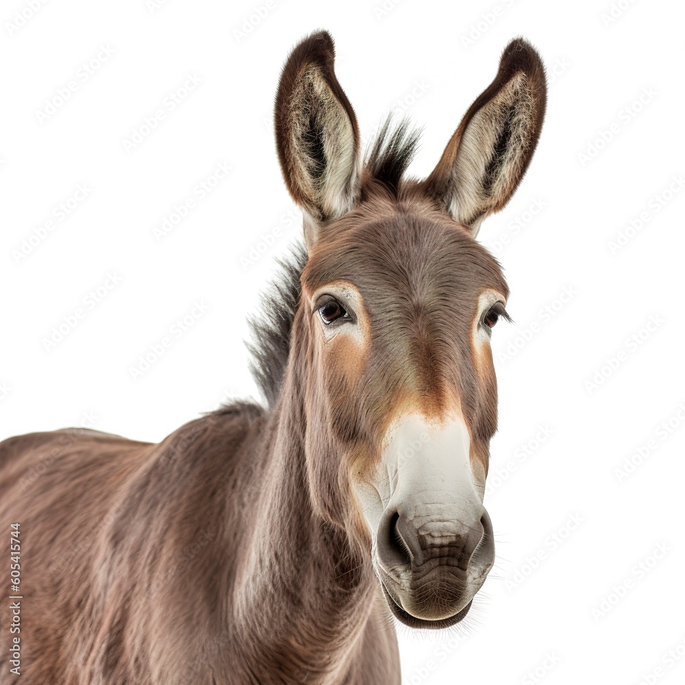 Donkey isolated on white background, generate ai Donkey isolated on white background, generate ai