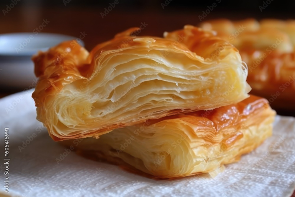 Flaky pastry also known as quick pastry blitz pastry Food photography Flaky pastry also known as quick pastry blitz pastry Food photography