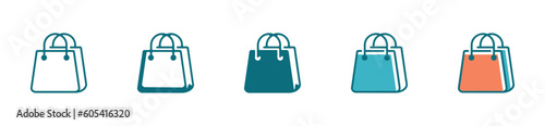 Shopping bag minimalist icon collection online purchase illustration vector simple design