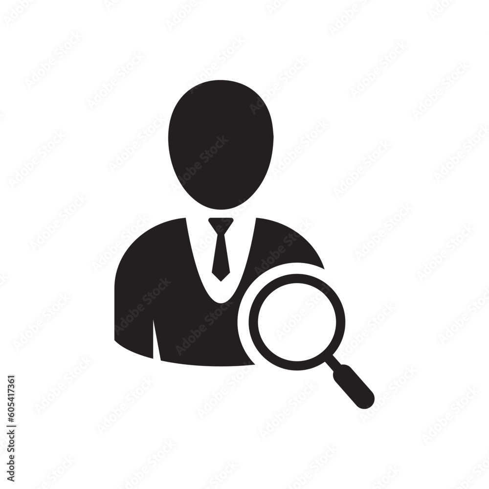 Search for job symbol with magnifying glass in modern flat design Search for job symbol with magnifying glass in modern flat design