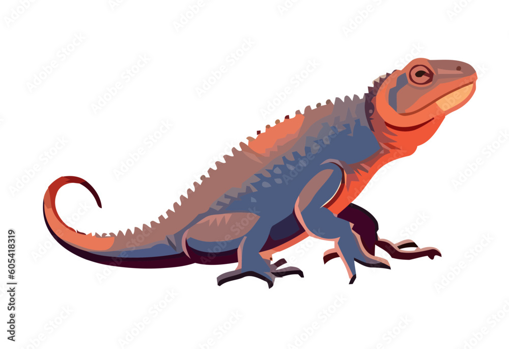Fototapeta premium Cute gecko with multi colored tail crawls