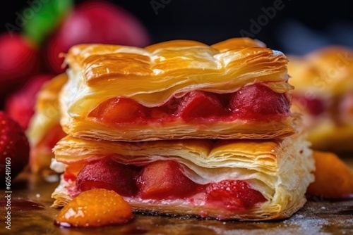 fruit Puff pastry Puff pastry is a flaky light pastry Food photography