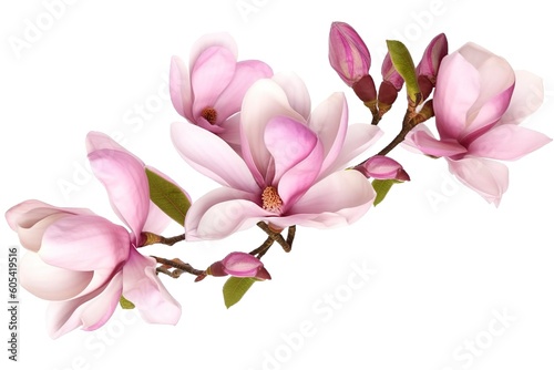pink magnolia on transparent background , generate ai