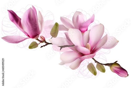 pink magnolia on transparent background   generate ai