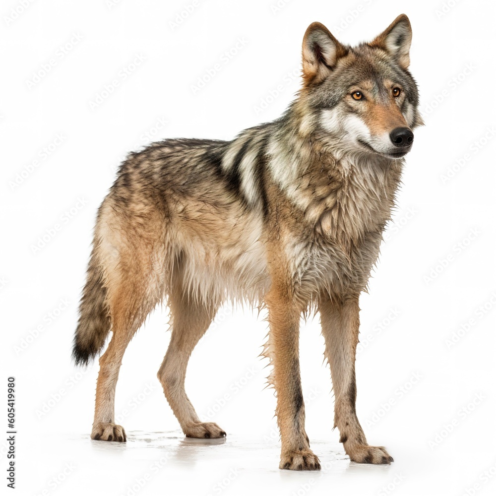 Obraz premium Wolf isolated on white background, generate ai