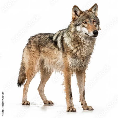 Wolf isolated on white background, generate ai