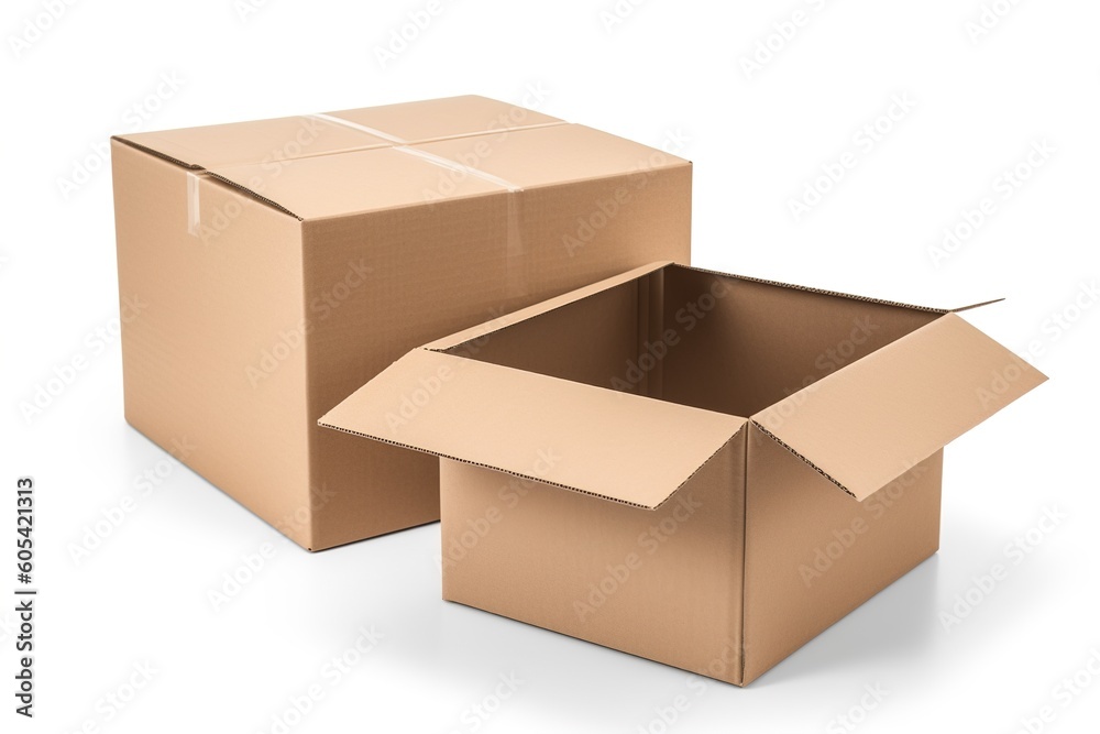 box packaging isolated on white background. Generated by AI. box packaging isolated on white background. Generated by AI.