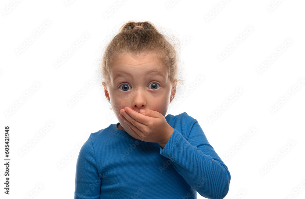 Surprised little girl isolated on white background. Surprised little girl isolated on white background.