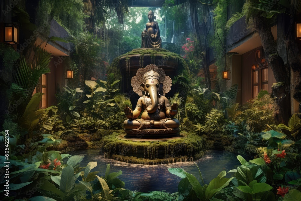Divine Splendor: Captivating Image of Lord Ganesha, generative AI