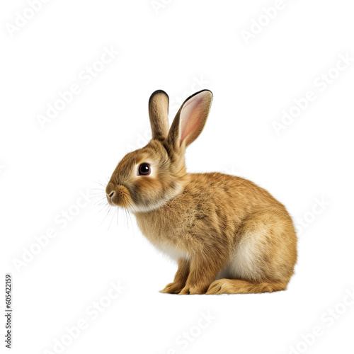 Funny bunny or baby rabbit for Easter Day on isolated background Generative AI