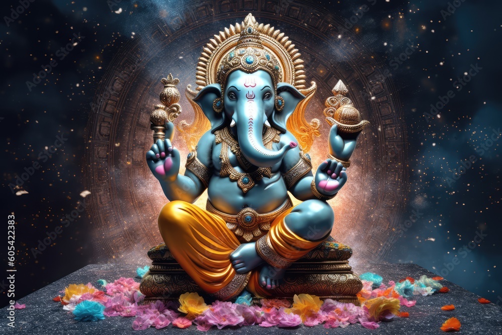 Divine Splendor: Captivating Image of Lord Ganesha, generative AI - obrazy, fototapety, plakaty 